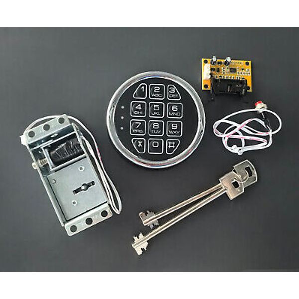 Gun Safe Lock Replacement Solenoid Lock with 2 Master Keys Chrome Digital Keypad