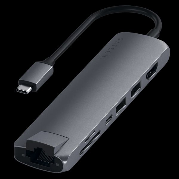 Satechi USB C Slim Multi Port with Ethernet Adapter - Gray