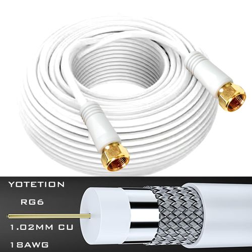 YOTETION 100 FT Coaxial Cable for Internet，Flexible RG6 Coaxial Cable for TV ， Coax Cable for Internet， Double-Shielded Coax ， Flexible Coaxial Cable