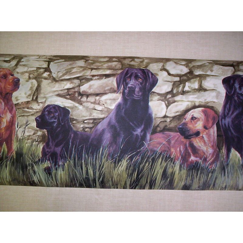 BLACK LABRADOR & GOLDEN LAB DOGS PREPASTED WALLPAPER BORDER # TM75052 ...