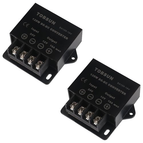 2PCS DC 24V to DC 12V 10A 120W Step Down Converter 12V Power Buck Voltage Regulator Reducer Transformer Module for Car, Truck, RV Golf Cart