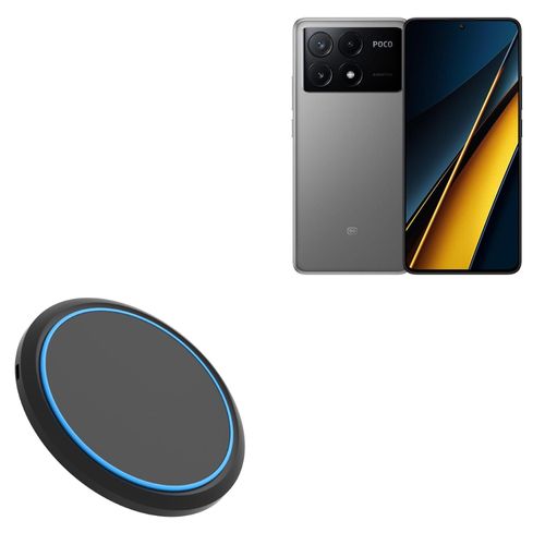 BoxWave Charger Compatible with Xiaomi Poco X6 Pro - SwiftCharge PowerDisc Wireless Charger (15W), Qi Wireless 15W Circular Desktop Charger - Jet Black