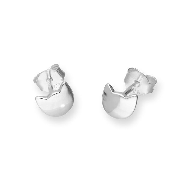 Sterling Silver Cats Head Outline Stud Earrings