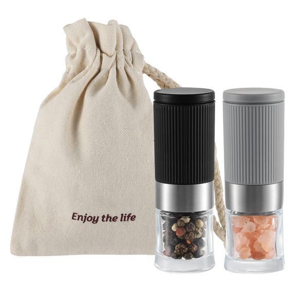 Vevok Chef Mini Salt and Pepper Grinder Sets Tiny Adjustable Coarseness Ceramic Salt Grinder Portable Spice Pepper Small Mill Shaker BBQ Party Travel Gifts…