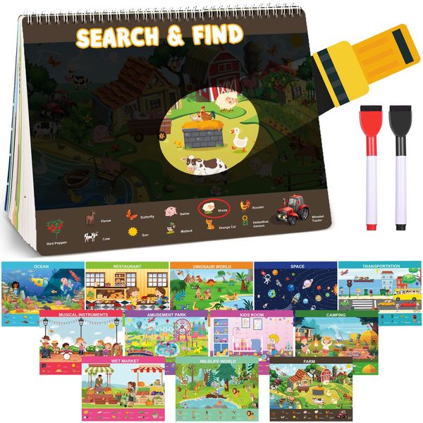 Search and Find Books for Kids 3-5,Toddler Educational Toys for 4 Year Old Boys Crafts and Activities Preschool Toddler Learning Activities, Gifts Toys for 3 4 5 6 Year Old Girls