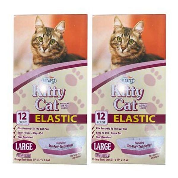 Cat Litter box liner Disposable, Elastic Liners- 24-count-For Medium and Larg...