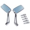 Motorcycle Rectangle Rearview Mirror 8mm 10mm Blue Lens Side Mirrors 360 Chrome