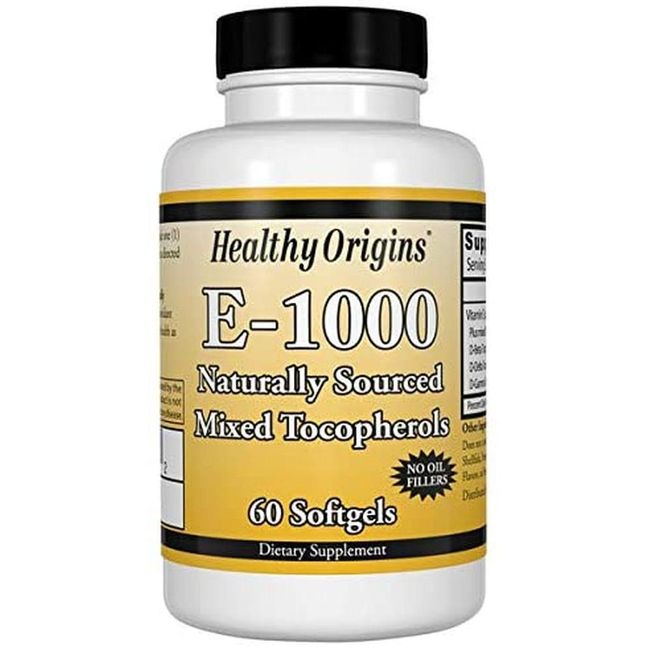 American direct purchase Hanwon Vitamin E 1000IU Natural Mixed Tocogel 60 Count