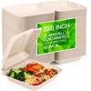 100% Home Compostable 50 Pack Disposable Clamshell Take Out Food Containers, 8X8