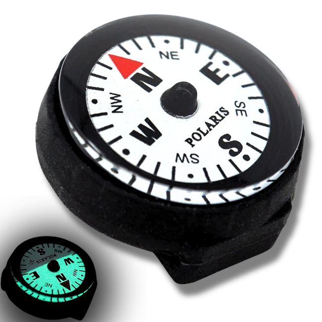 POLARIS Wristwatch, Compass, Compass Point, Compass Magnet, Original Design That Allows You to See North and South in the Dark, 136.2 ft (60 m) Waterproof Compass, Belt Compass, Camping, Climbing,