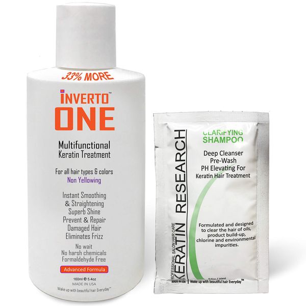 INVERTO ONE 180ml Keratin Treatment Kit Vegan Keratin Hair Treatment Keratina Brasilera Tratamiento Complex Brazilian Keratin Blowout Treatment Professional Grade Instant Results