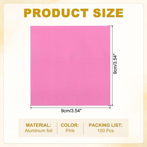 PATIKIL Foil Candy Wrappers 3.5x3.5 Inch, 100 Pcs Square Fine Grid Aluminium Foil Candy Wrapping Paper for DIY Chocolate Candies Packaging Decoration, Pink