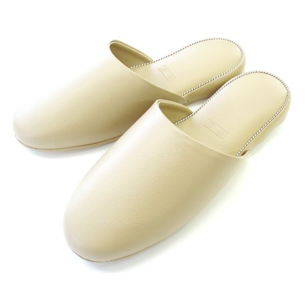 Okumura Easy Care Antibacterial Vinyl Slippers, Aniline Leather, Beige