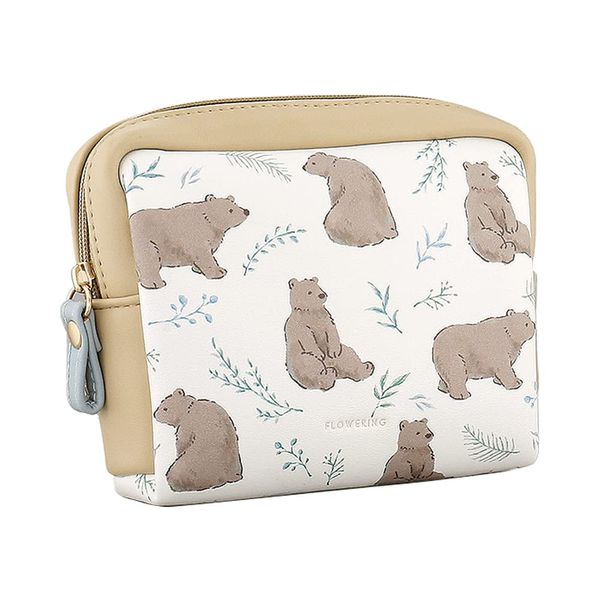 Flower Ring Box Pouch Bear Pattern GPO0303-WH (White)