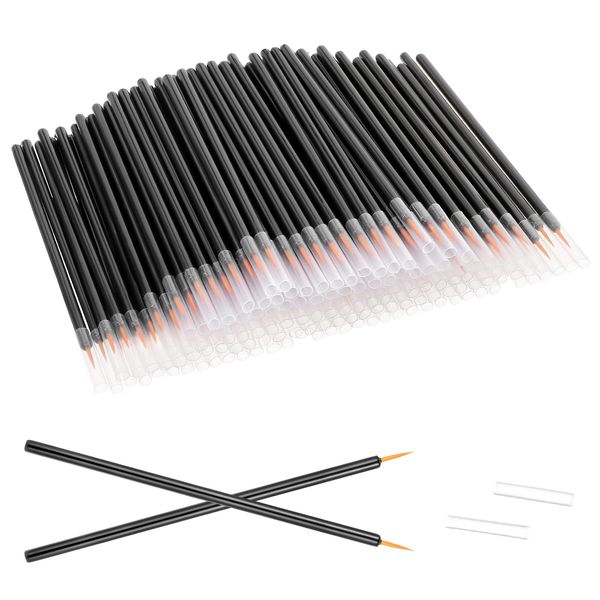 150Pcs Disposable Eyeliner Brush Ultra-Fine Micro Brushes Eye Liner Brush Fiber Head Liner Applicator Cosmetic Eye Wands for Makeup Tools(Black)