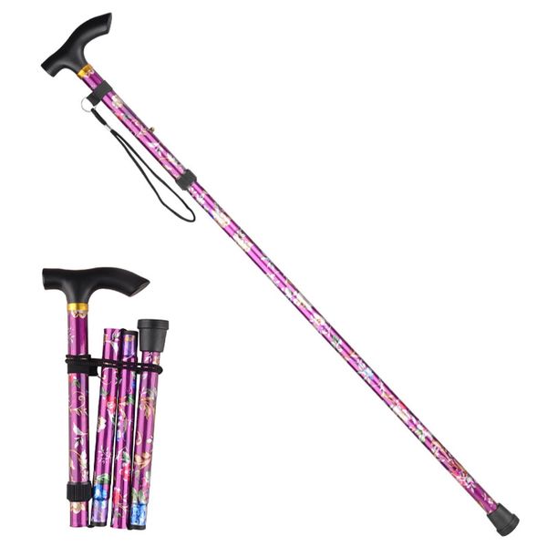 PuraQuot 82-92cm Walking Stick, Foldable and Adjustable Walking Sticks for Women, Strong and Light Perfect for Elderly, Trekking, Backpacking, Hiking