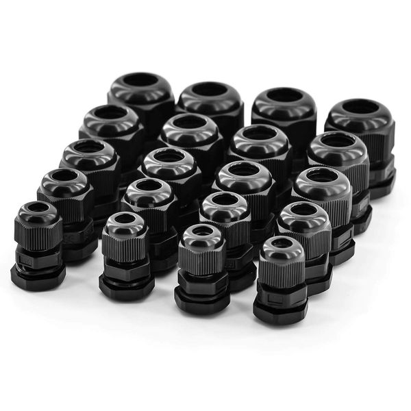 20 Pieces Cable Gland kit Waterproof Adjustable 3-13 mm Cable Connectors PG7-16