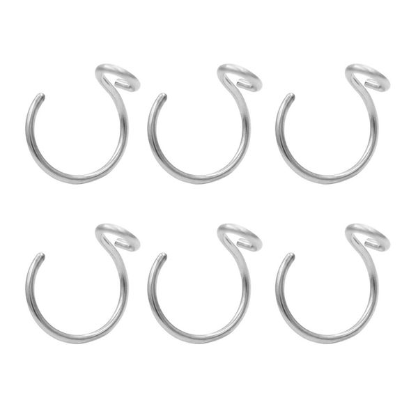 JOFUKIN 6pcs Silver Fake Nose Ring Fake Piercings Fake Nose Rings for Women Mens 20G Faux Body Piercing Jewelry 8mm Face Nose Hoops Set