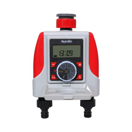 Aqualin Water Sprinkler Timer Two Outlets Electronic Hose Tap Garden Irrigation System Controller Watering Computer Waterproof for Lawn Yard