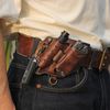 Leather Multitools Carry Flashlight Holder Pen Belt Holster Organizer-Clea
