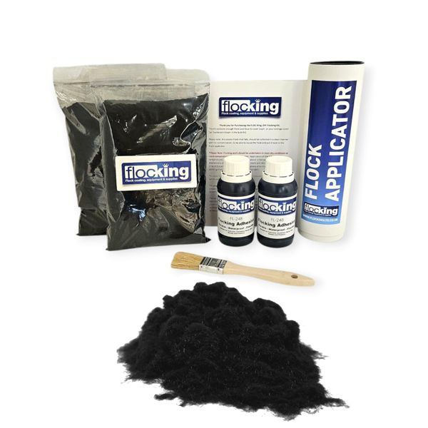 FLOC-KING DIY Flock Kit Twin Pack - (Black) - Flocking Powder - Flocking Adhesive - Easy to Use