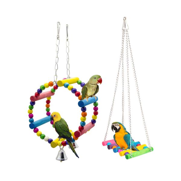 Gwotfy Budgie Toys, Bird Swing, Bird Parrot Toys, 2 Packs Bird Swing Toy, Pet Bird Parrot Parakeet Budgie Cockatiel Cage Hammock Swing Toy