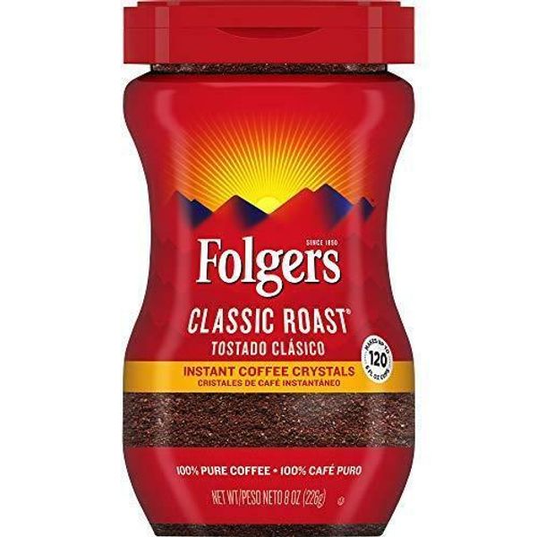 Folgers Classic Roast Instant Coffee Crystals, 8 Ounces