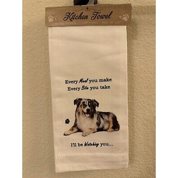 E&S Pets 711-53 Australian Shepherd Kitchen Towel, White