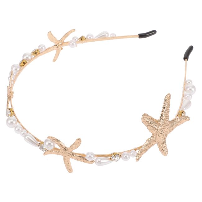 Starfish Headband Pearl Sea Star Starfish Hairband Bridal Headband Starfish Hair Accessories Mermaid Headpiece Beach Wedding Hair Accessories For Women Girls