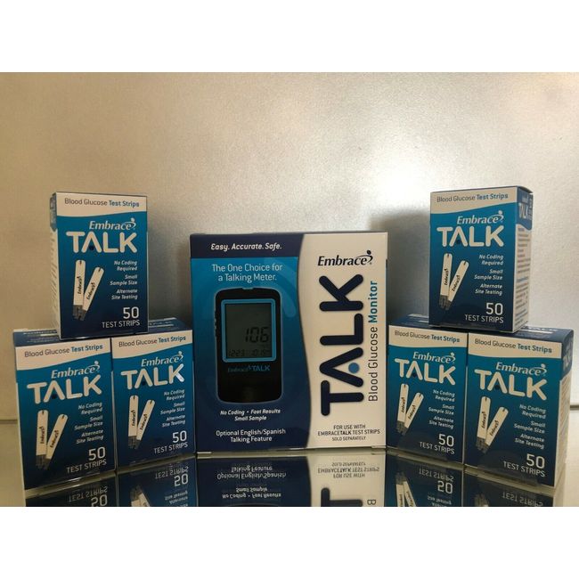 Embrace TALK Blood Glucose 300 Test Strips + Meter Exp 05/1/2025 Free shipping