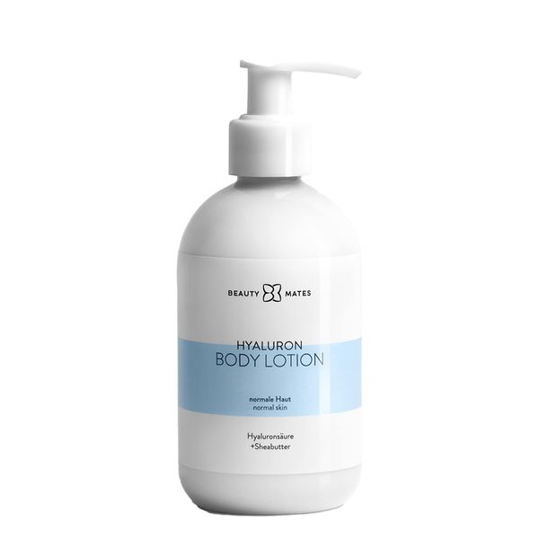 Hyaluron Body Lotion by BEAUTYMATES (245ml) – Körpercreme mit Hyaluronsäure & Sheabutter, für normale bis trockene Haut, zieht schnell ein