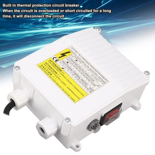 FLEXMAN Well Pump Control Box, 370W 0.5HP 20Uf 20A Submersible Pump Parts Switch Controller Box, Household Suction Pumps with Thermal Protect Circuit Breaker for Connect Deep Well Submersible Pump