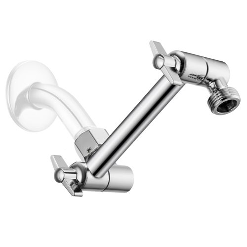 5 Inch Adjustable Shower Head Extension Arm, With Locking Set Screw, Singing Rain Brass Chrome Angle Height Adjustable, Easy To Install, G1/2 Universal Connector Compatible (Chrome Finish)
