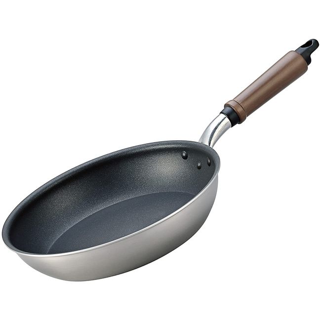 Hokuriku Aluminum Frying Pan, 9.4 inches (24 cm), Induction Compatible, Plataard EM, Stainless Steel