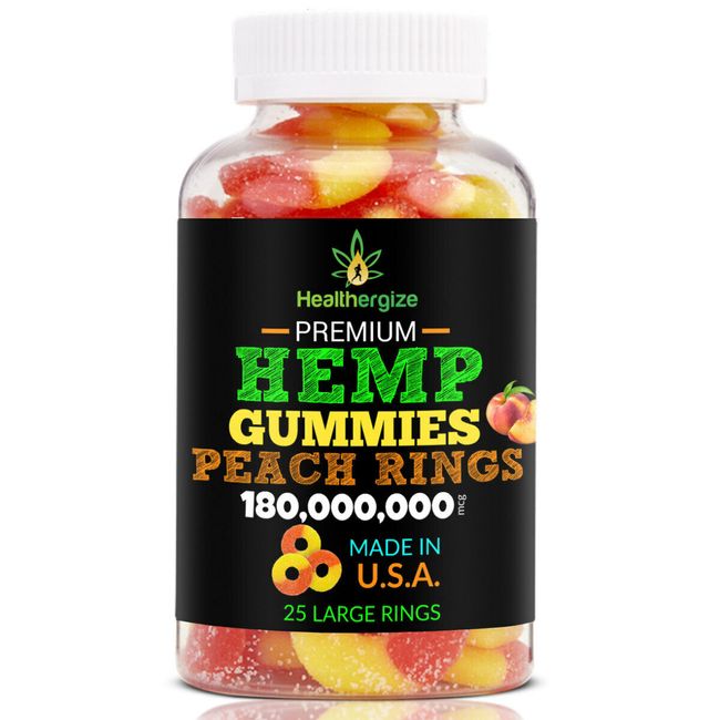 Natural Gummies-Peach Rings-Stress, Sleep, Anxiety, Pain, Muscle, Calm-USA Made