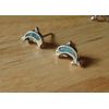 Sterling Silver TINY 6x9mm Light Blue Dolphin Porpoise Studs Stud Earrings!