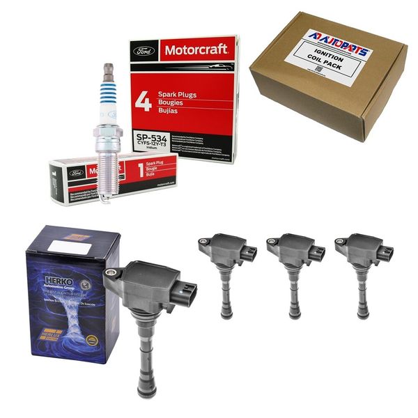 4 Herko B232 Ignition Coils + 4 OEM SP534 Iridium Spark Plugs For Juke
