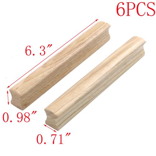 MY MIRONEY 6Pcs Solid Wood Finished Drawer Pulls Ash Wood Cabinet Handles Hardware Furniture Dresser Wardrobe Handles Pulls with Screws, 5.04" Hole Centers