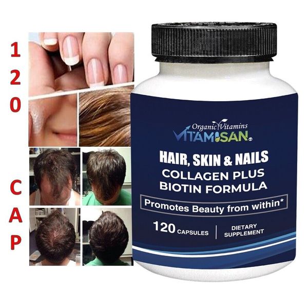 Organic Biotin & Collagen Hair Growth Supplement Hair, Skin, Joints Vitamins 120