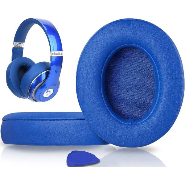 SoloWIT Replacement Ear Pads Cushions for Beats Studio 2.0 & 3 Wired/Wireless OVER-EAR Headphones, Earpads with Soft Protein Leather, Noise Isolation Memory Foam (Blue)