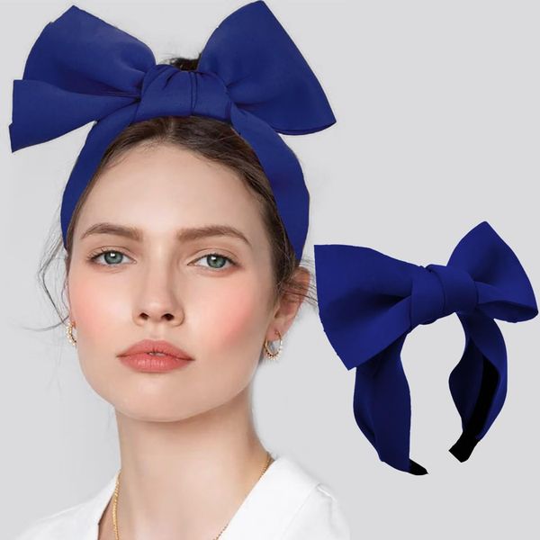 Coridy Huge Oversized Bows Headbands Super Big Bow Knot Hairbands Wide Fabric Headdress for Women Girls Cute Hair Accessories for Birthday Party Festival Costume (Royal Blue)