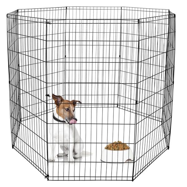 24" Pet Playpen 8 Panel  Metal Protable Folding Animal Dog Fence Indoor Outdoor