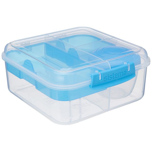 Sistema Bento Box TO GO | Lunch Box with Yoghurt/Fruit Pot | 1.25 L | Assorted Colours | 1 Count