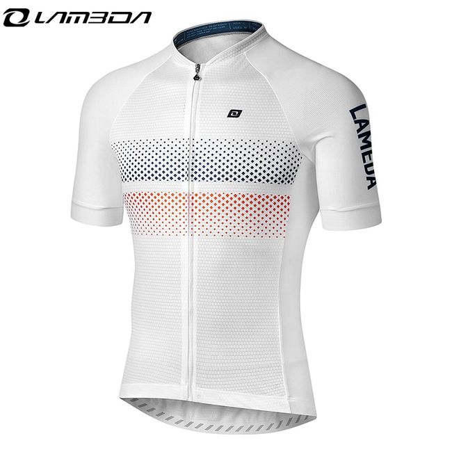 LAMEDA Men's Cycling Jersey Breathable Lightweight Short Sleeve Elastic Pro Road Bike Shirt Full Zip