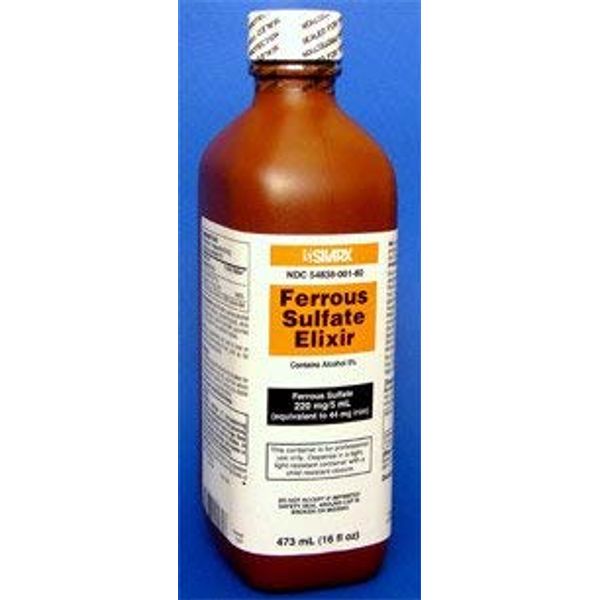 Ferrous Sulfate Elixir 220 Mg Iron Supplements by Silarx Laboratories - 16 Oz