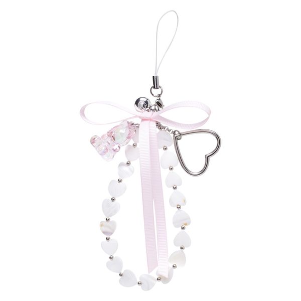 iFace Phone Charm Strap (White/Pearl/Loop) [Beaded Strap Smartphone Phone Strap]