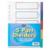 4x A4 Colour Coded 5 Part Strong Filing Subject Dividers Tabbed Ringbinder