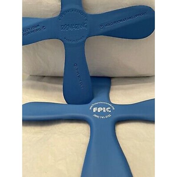 VINTAGE 90's LOT of 2 FPIC LOGO  ROOMARANG Soft Indoor Boomerang TOY Blue  NOS