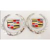PAIR!! Cadillac WREATH & CREST Emblems!! CHROME!!