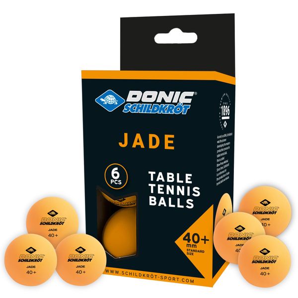 Donic-Schildkröt Jade Table Tennis Balls, 40 mm, Orange, 6 Pieces, 618378